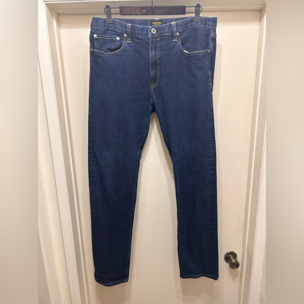 Flint and Tinder Jeans Mens 36X34 Blue Straight Tapered Fit Selvedge Denim YKK